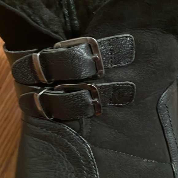 Napoleoni Black Leather Suede Ankle Boots Shearling Fur Sz 39 EU 9 US Italy - Picture 6 of 11